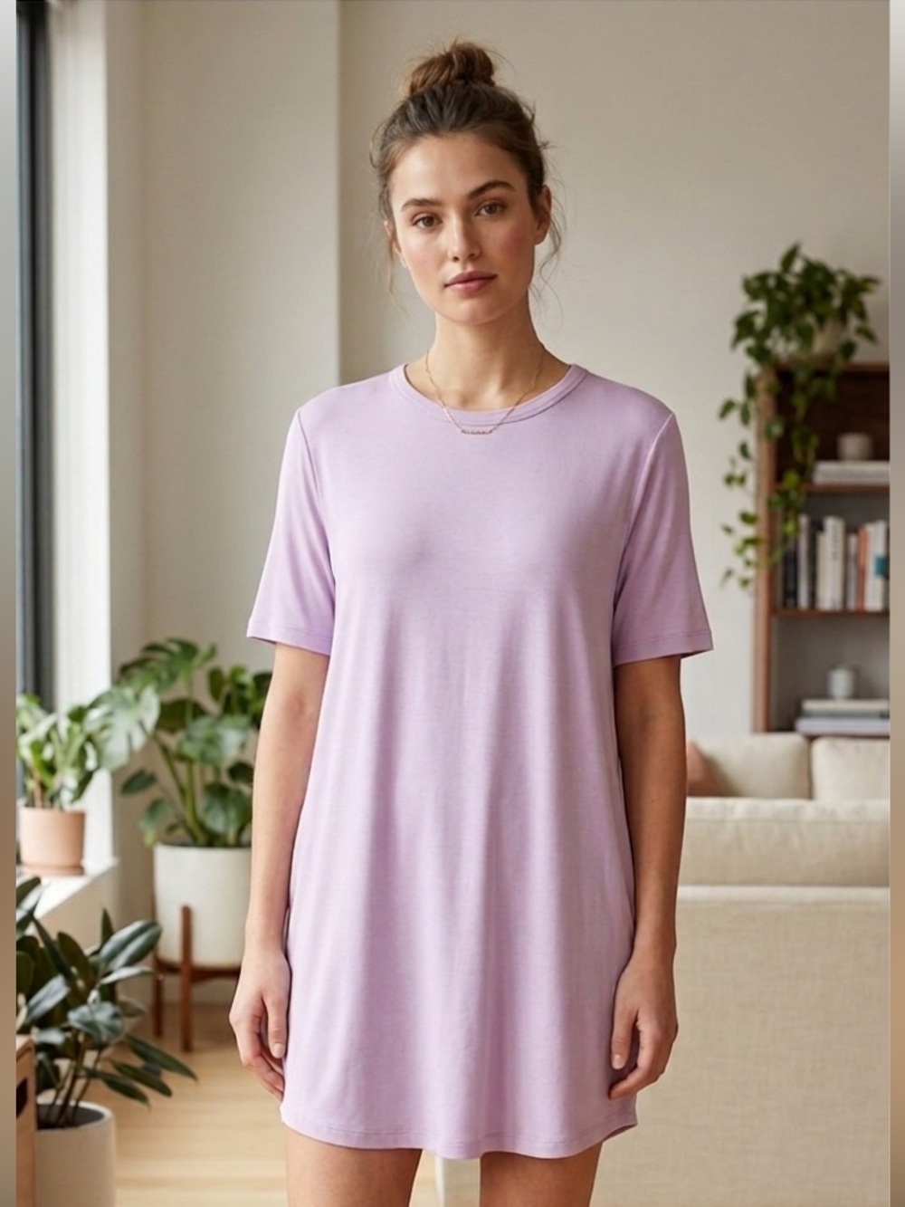 J. Crew Universal Standard longline T-Shirt Dress Size M Lilac Tunic Spring